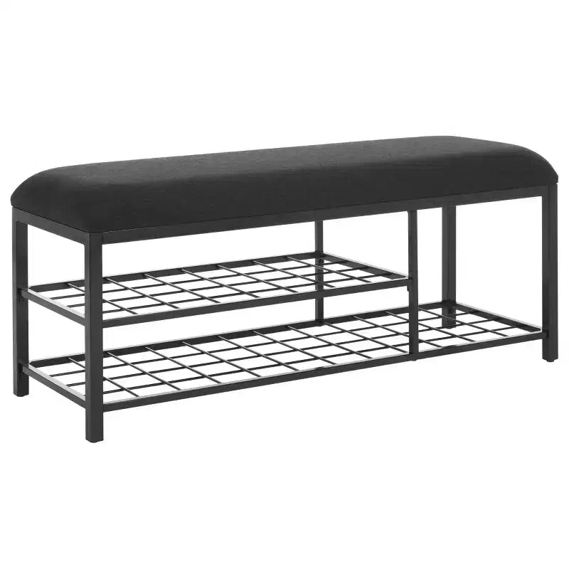 Banc d'entrée avec coussin et étagère ouverte – Structure en fer et MDF