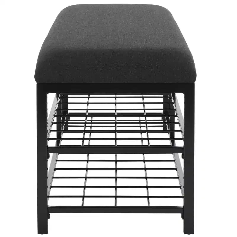 Banc d'entrée avec coussin et étagère ouverte – Structure en fer et MDF