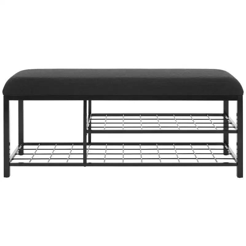 Banc d'entrée avec coussin et étagère ouverte – Structure en fer et MDF