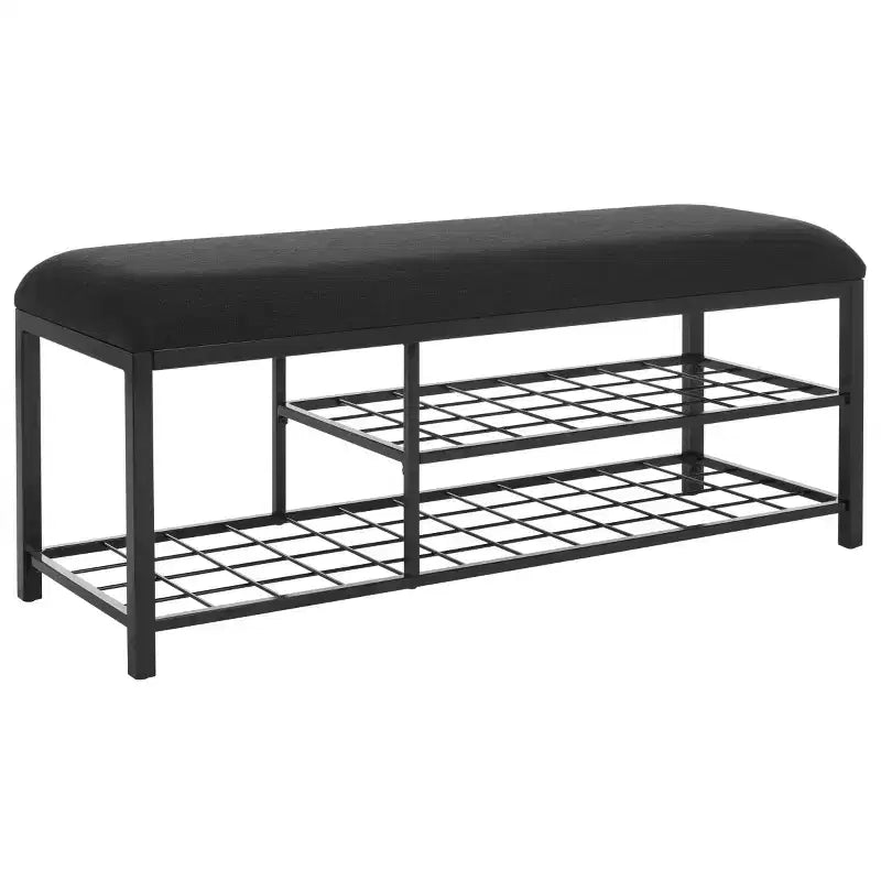 Banc d'entrée avec coussin et étagère ouverte – Structure en fer et MDF