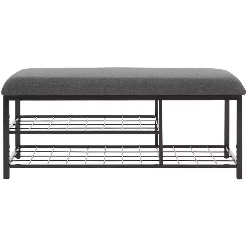 Banc d'entrée avec coussin et étagère ouverte – Structure en fer et MDF