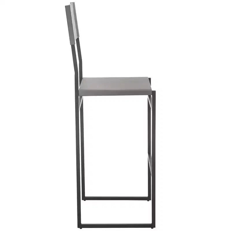 Tabouret de bar moderne – Piétement en fer avec assise en cuir, Gris clair et noir