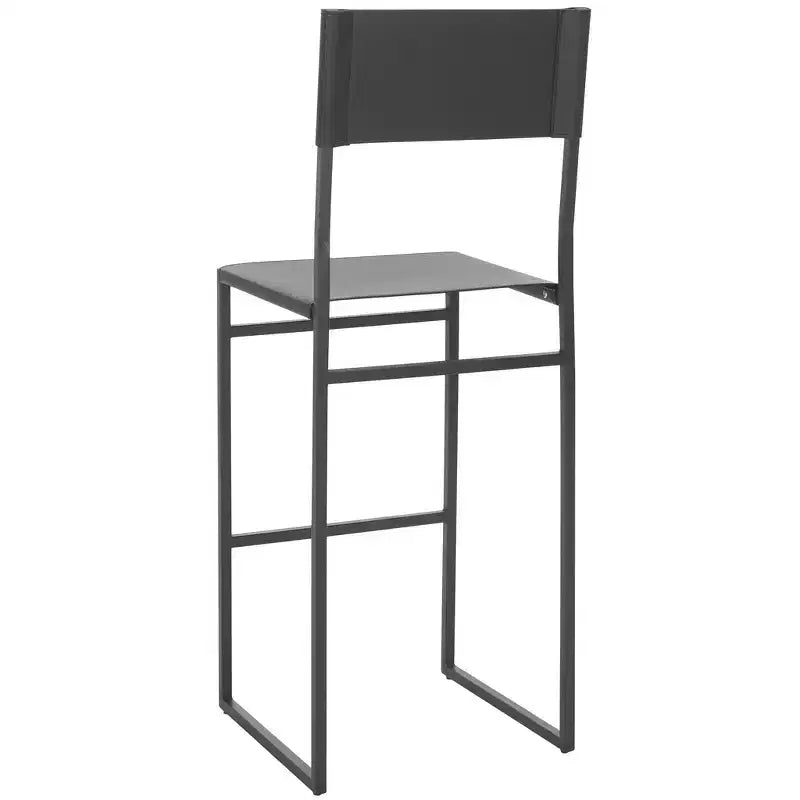 Tabouret de bar moderne – Piétement en fer avec assise en cuir, Gris clair et noir