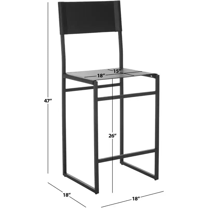 Tabouret de bar moderne – Structure en fer avec assise en cuir, gris clair et noir