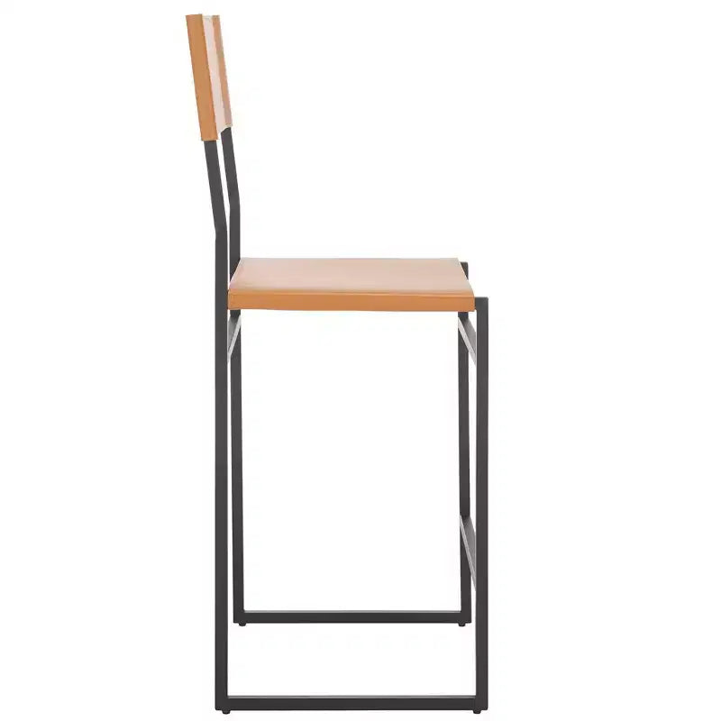 Tabouret de bar moderne – Structure en fer avec assise en cuir, gris clair et noir