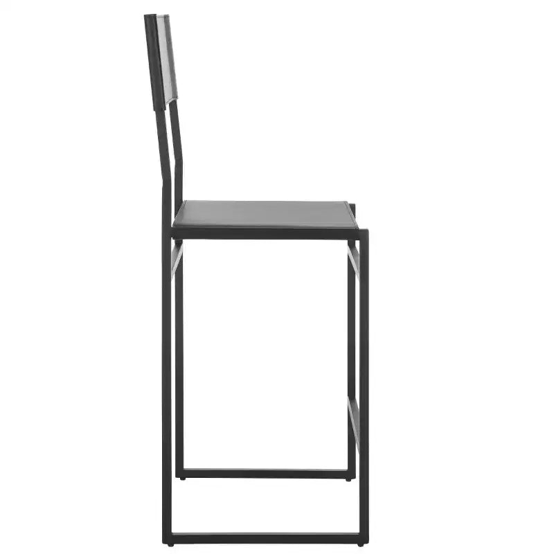 Tabouret de bar moderne – Structure en fer avec assise en cuir, gris clair et noir