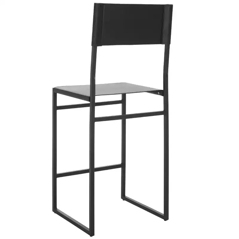 Tabouret de bar moderne – Structure en fer avec assise en cuir, gris clair et noir