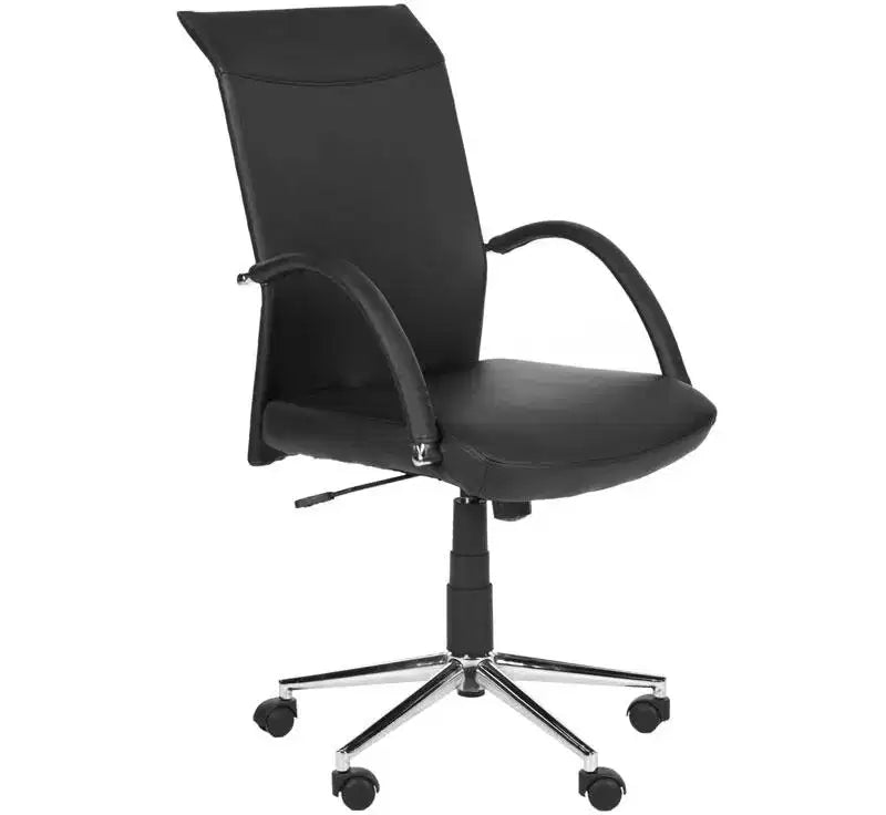 Chaise de bureau pivotante à hauteur réglable – Similicuir noir, structure en fer
