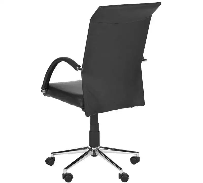 Chaise de bureau pivotante à hauteur réglable – Similicuir noir, structure en fer