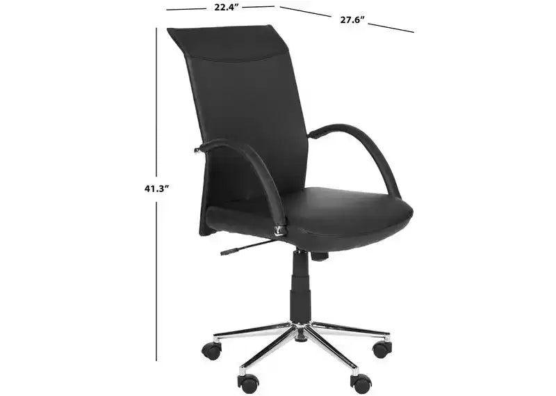 Chaise de bureau pivotante à hauteur réglable – Similicuir noir, structure en fer