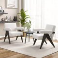 Fauteuil d'appoint rembourré avec pieds en bois d'hévéa massif – Style moderne