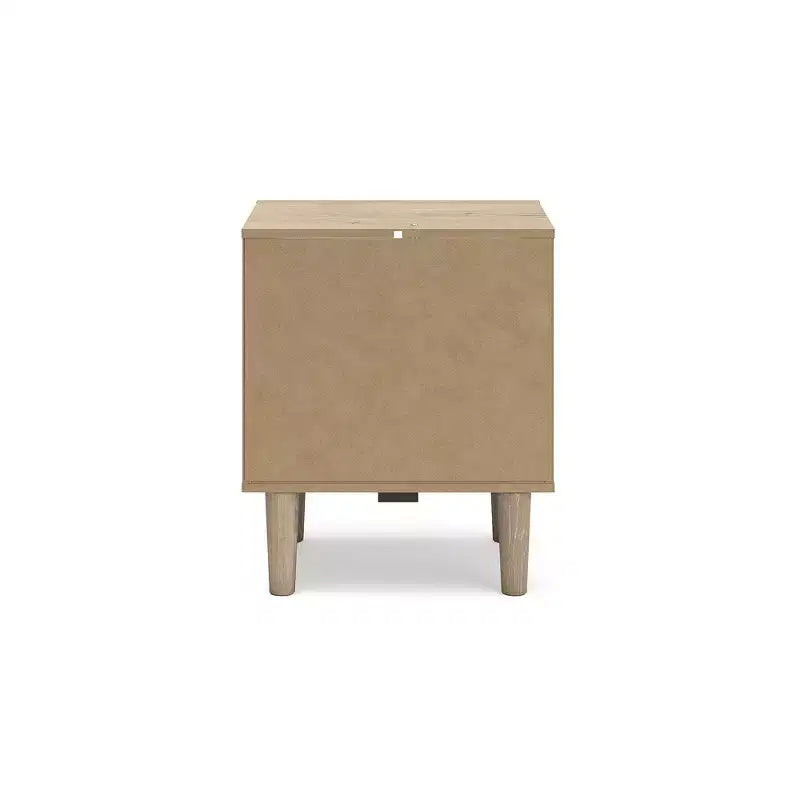 Table de chevet moderne avec USB et recharge sans fil – Deux tons de marron