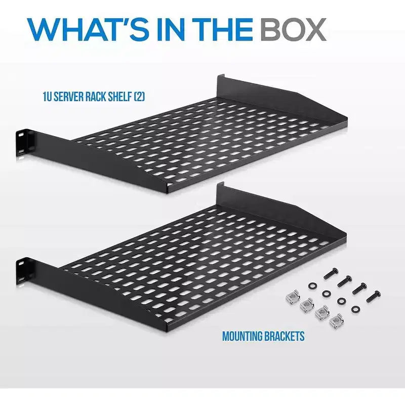 Tablette de montage pour rack de serveur 1U x 2 – Universelle, ventilée, noire