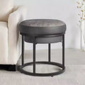 Pouffe ottoman rond avec plateau réversible et rangement caché – Similicuir