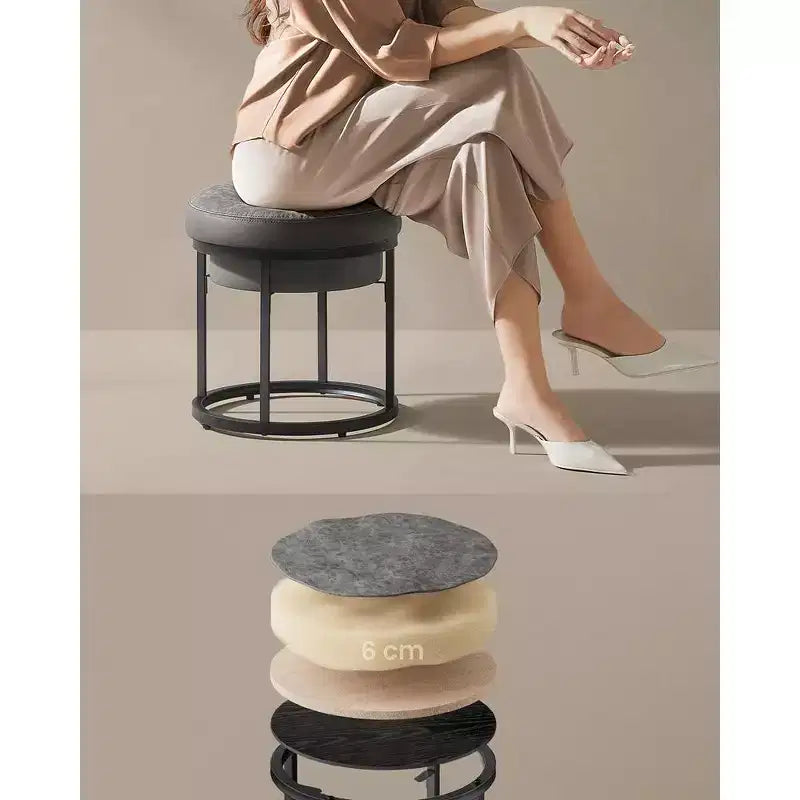 Pouffe ottoman rond avec plateau réversible et rangement caché – Similicuir