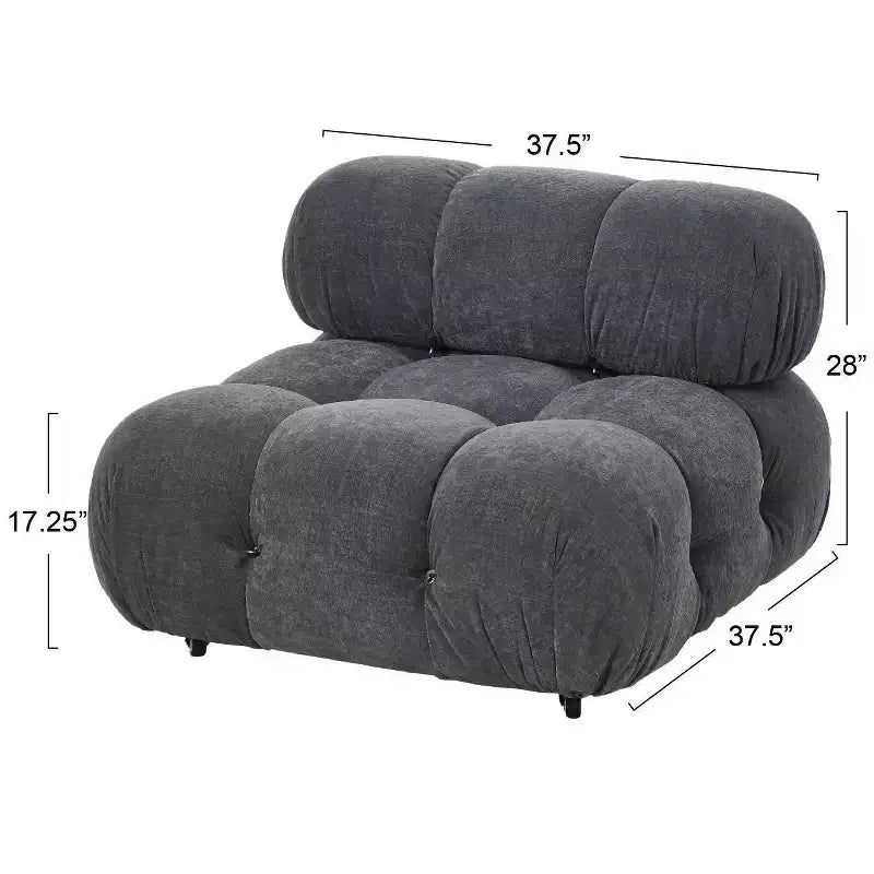 Fauteuil d'appoint rembourré avec coussins amovibles et roulettes – Structure en acier