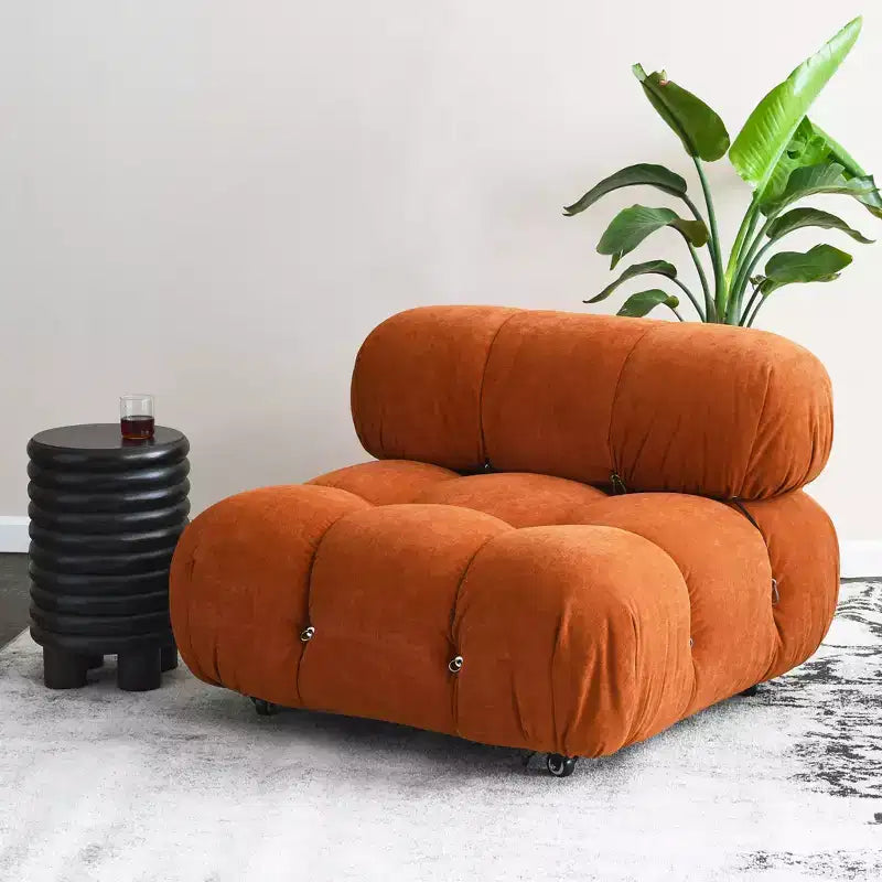Fauteuil d'appoint rembourré avec coussins amovibles et roulettes – Structure en acier