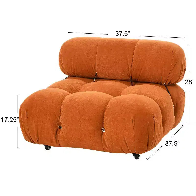 Fauteuil d'appoint rembourré avec coussins amovibles et roulettes – Structure en acier