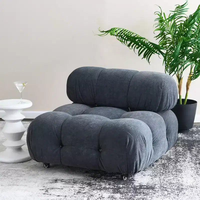 Fauteuil d'appoint rembourré avec coussins amovibles et roulettes – Structure en acier