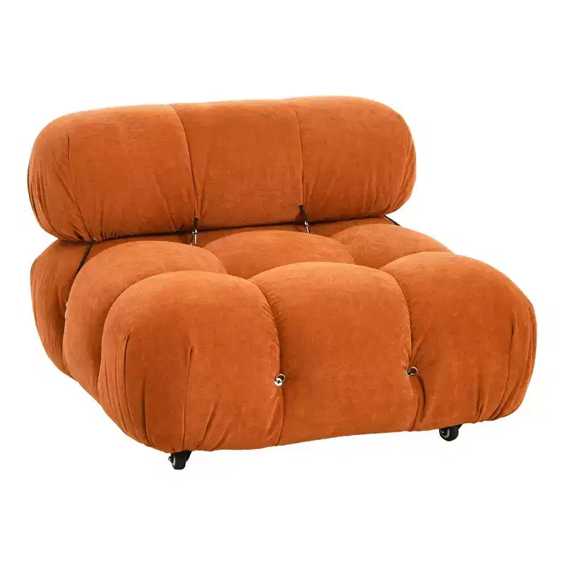 Upholstered Accent Chair with Removable Cushions and Casters – Steel Frame