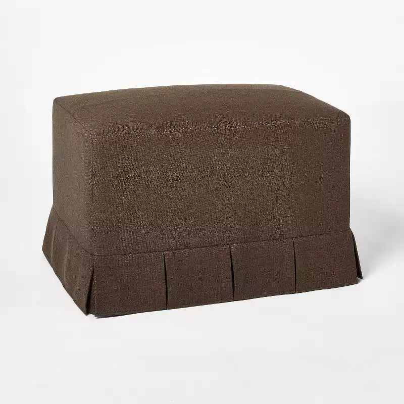 Ottoman capitonné à plis creux – Repose-pieds d'appoint rectangulaire en polyester
