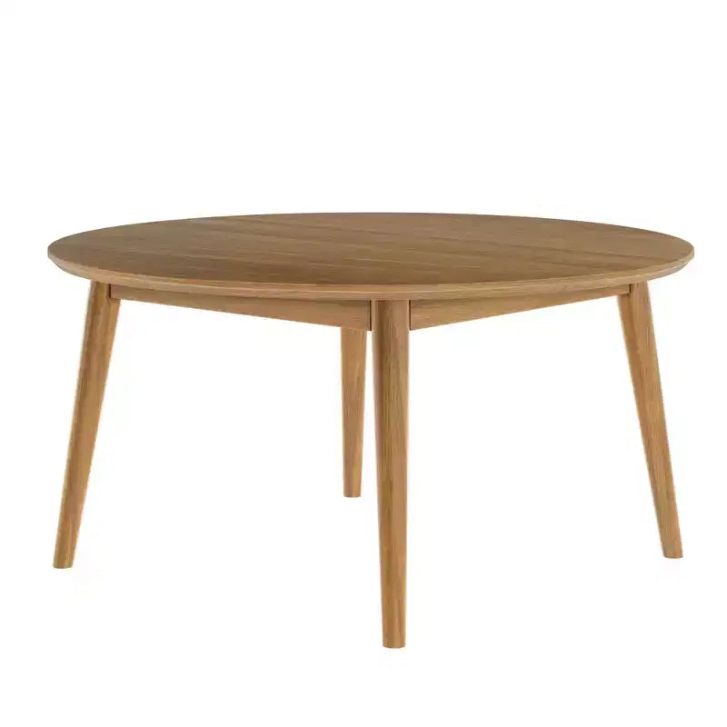 Table basse ronde en bois massif de style moderne du milieu du siècle, 91,4 cm