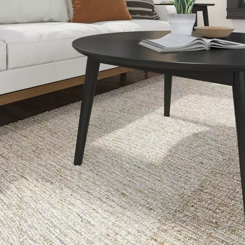 Table basse ronde en bois massif de style moderne du milieu du siècle, 91,4 cm