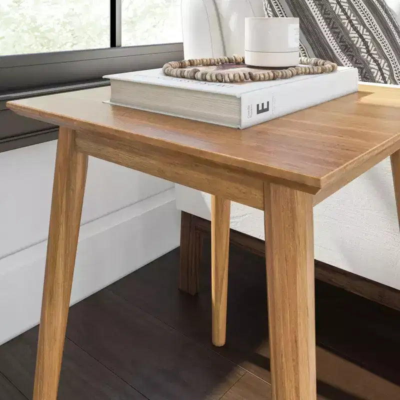 Table d'appoint rectangulaire en bois massif, style moderne du milieu du siècle, 20 po