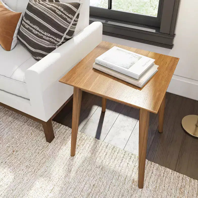 Table d'appoint rectangulaire en bois massif, style moderne du milieu du siècle, 20 po