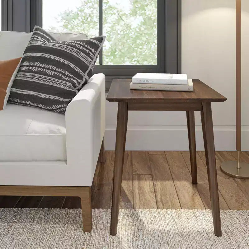 Table d'appoint rectangulaire en bois massif, style moderne du milieu du siècle, 20 po