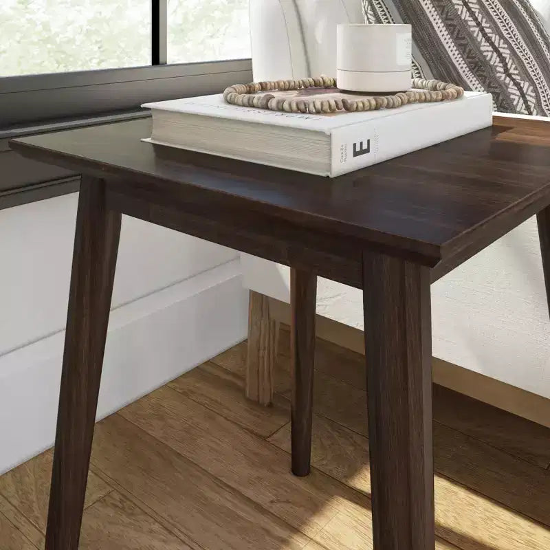 Table d'appoint rectangulaire en bois massif, style moderne du milieu du siècle, 20 po