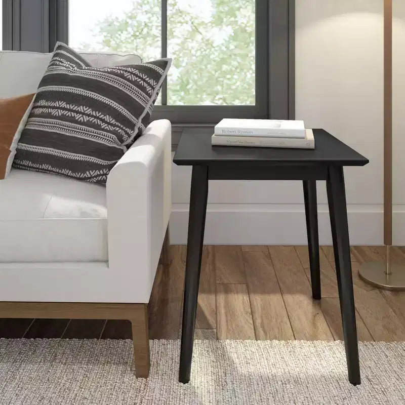 Table d'appoint rectangulaire en bois massif, style moderne du milieu du siècle, 20 po