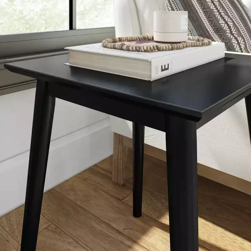 Table d'appoint rectangulaire en bois massif, style moderne du milieu du siècle, 20 po