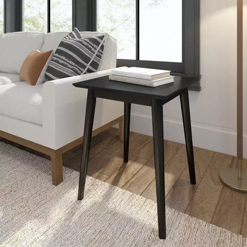 Table d'appoint rectangulaire en bois massif, style moderne du milieu du siècle, 20 po