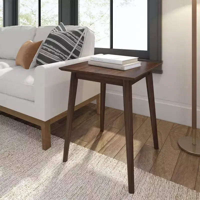 Table d'appoint rectangulaire en bois massif, style moderne du milieu du siècle, 20 po