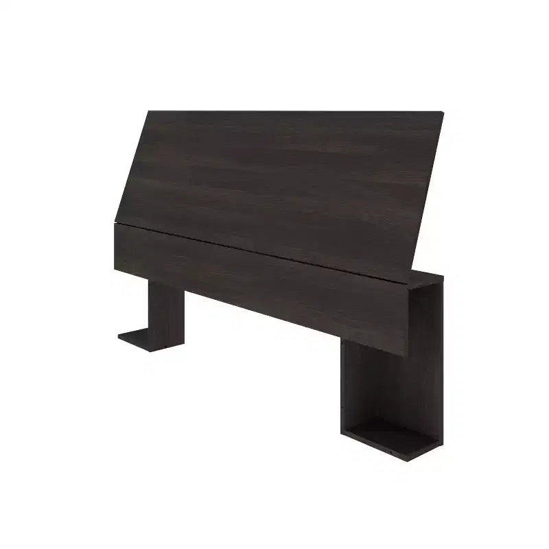 Tête de lit pleine grandeur avec rangement latéral et fini en faux bois