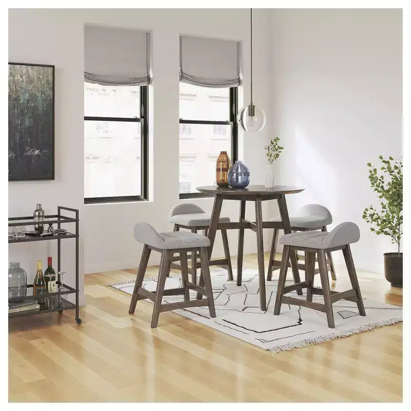 Tabouret de bar rembourré hauteur comptoir avec coussin en mousse, ensemble de 2 – Gris clair