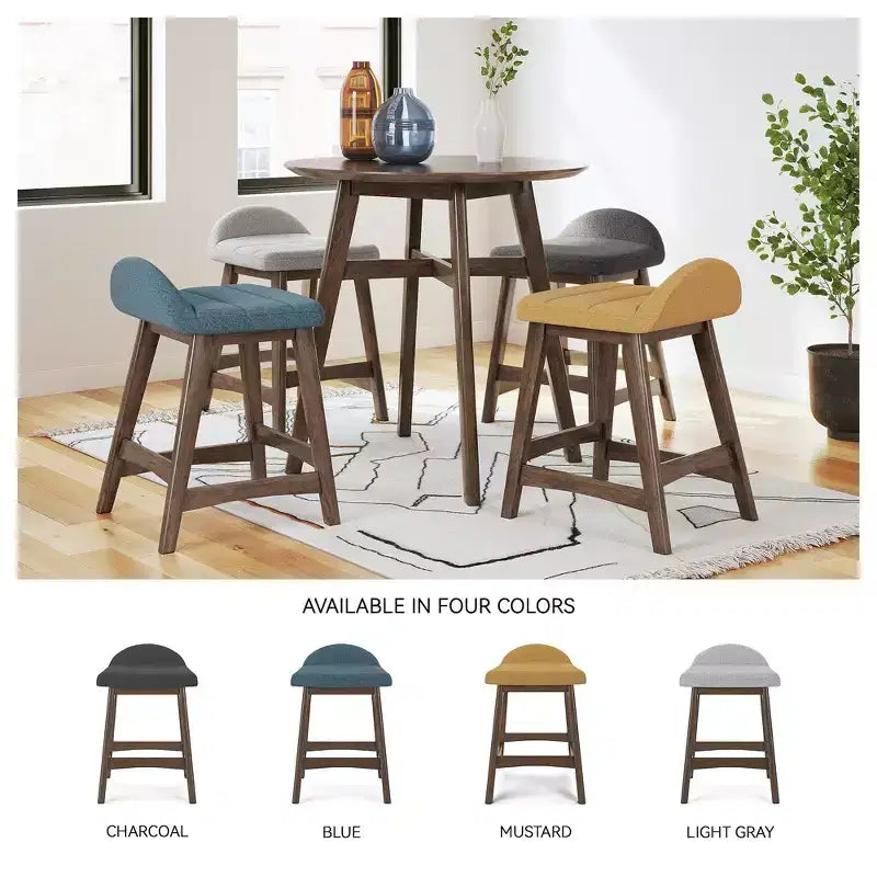 Tabouret de bar rembourré hauteur comptoir avec coussin en mousse, ensemble de 2 – Gris clair