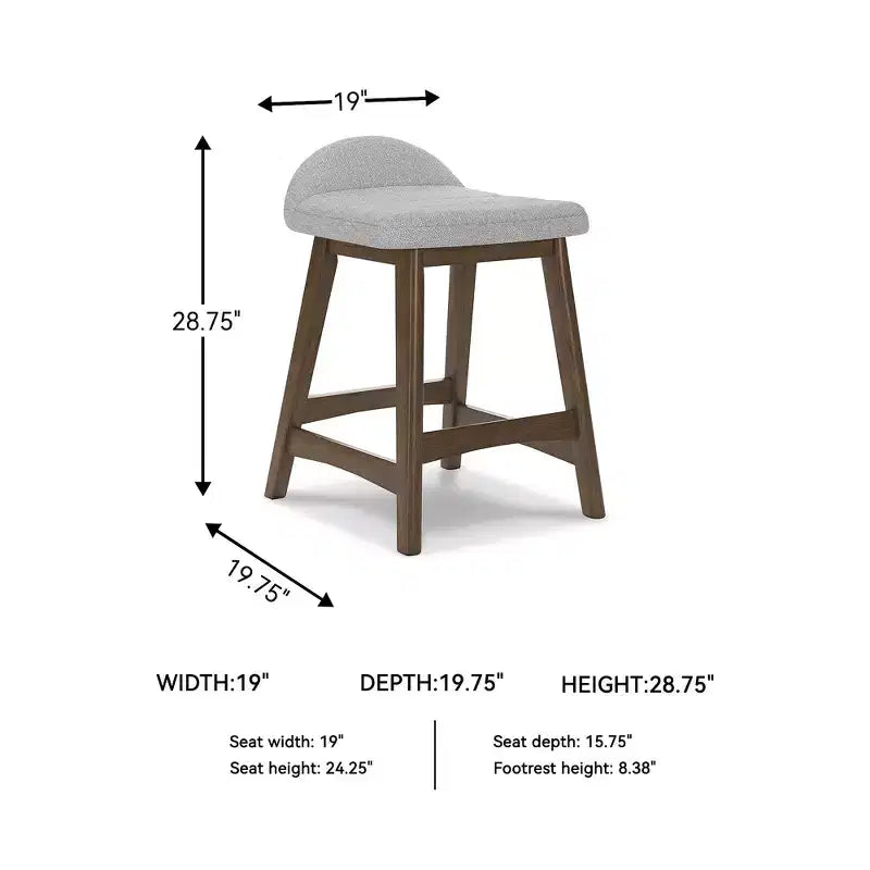 Tabouret de bar rembourré hauteur comptoir avec coussin en mousse, ensemble de 2 – Gris clair