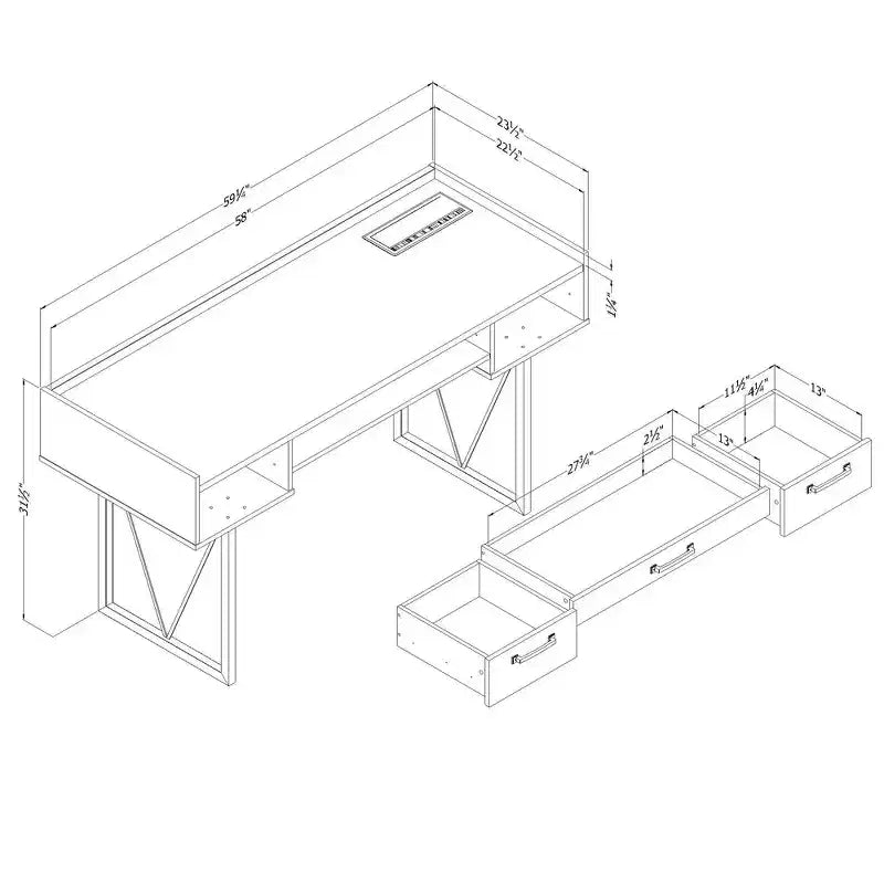 Table de chevet moderne à 2 tiroirs avec pieds en métal
