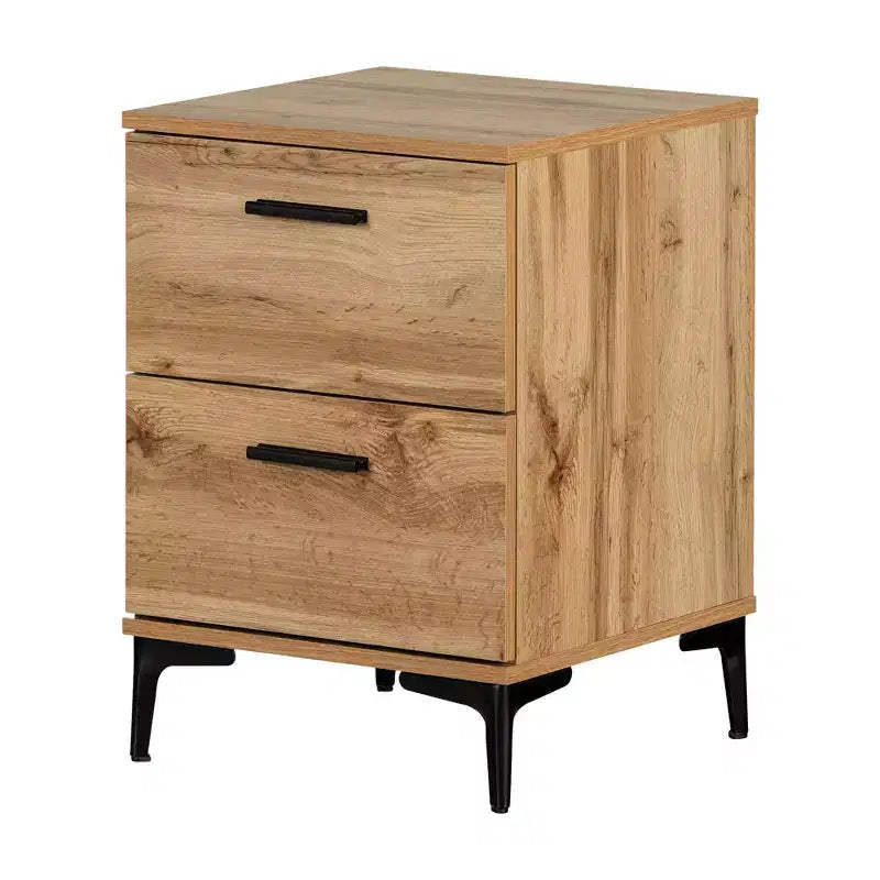 Table de chevet moderne à 2 tiroirs avec pieds en métal