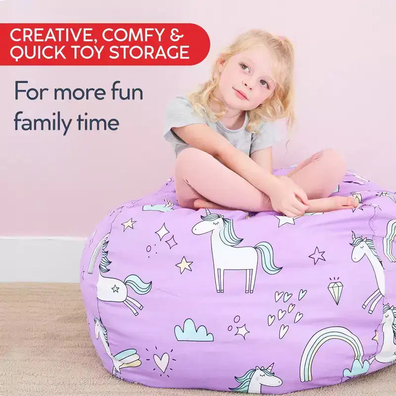 Grande housse de rangement pour peluches et jouets en velours côtelé rose vif de 84 cm