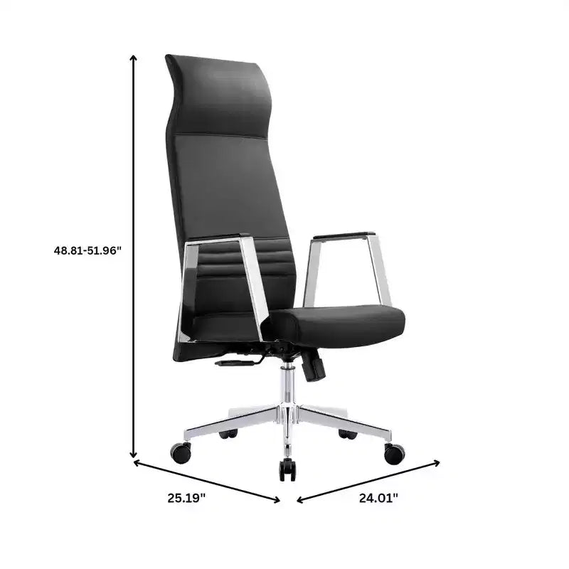 Fauteuil de bureau ergonomique en cuir à dossier haut – Pivotant et inclinable, Fauteuil de direction réglable