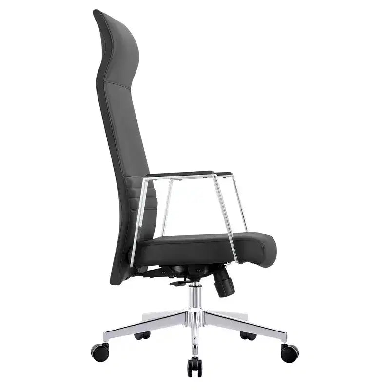 Fauteuil de bureau ergonomique en cuir à dossier haut – Pivotant et inclinable, Fauteuil de direction réglable