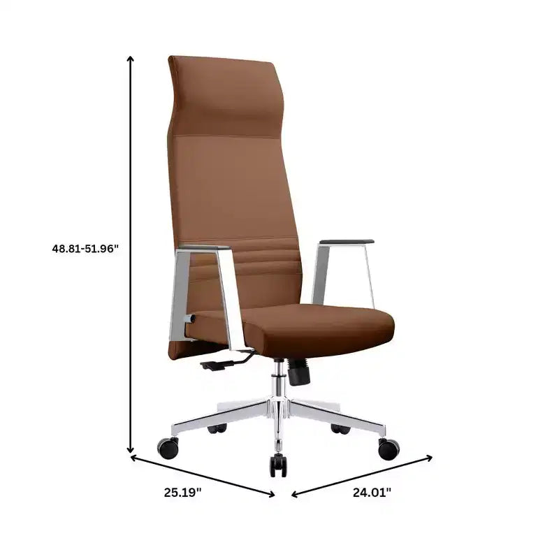 Fauteuil de bureau ergonomique en cuir à dossier haut – Pivotant et inclinable, Fauteuil de direction réglable