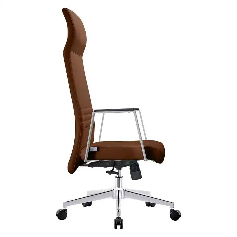Fauteuil de bureau ergonomique en cuir à dossier haut – Pivotant et inclinable, Fauteuil de direction réglable