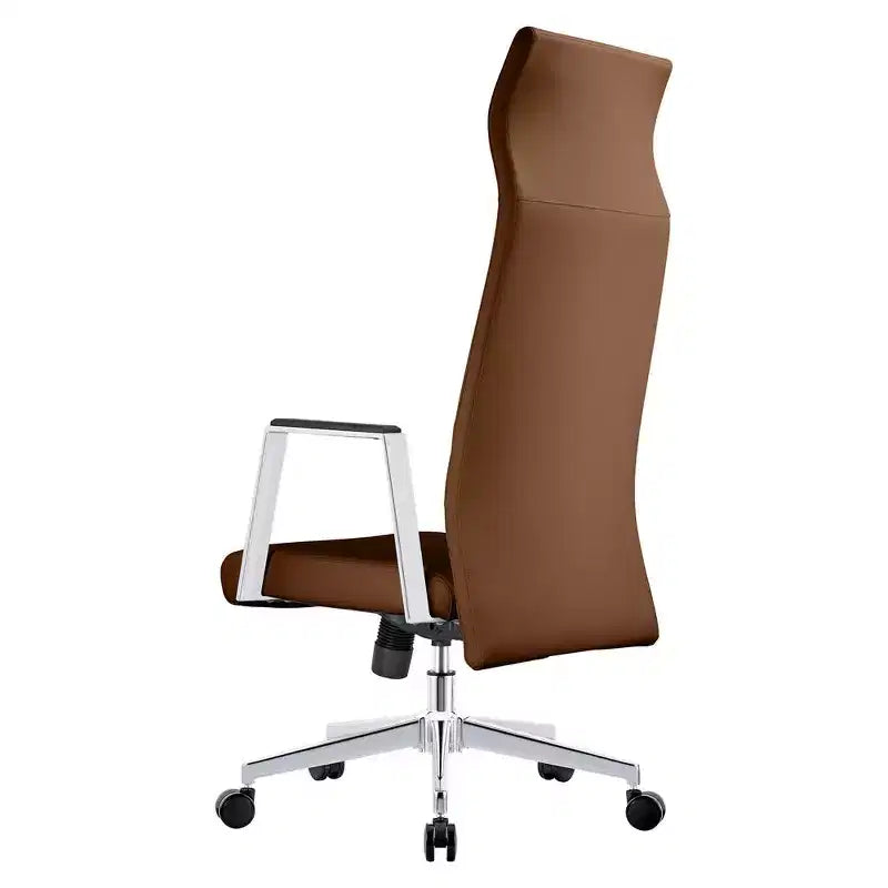 Fauteuil de bureau ergonomique en cuir à dossier haut – Pivotant et inclinable, Fauteuil de direction réglable