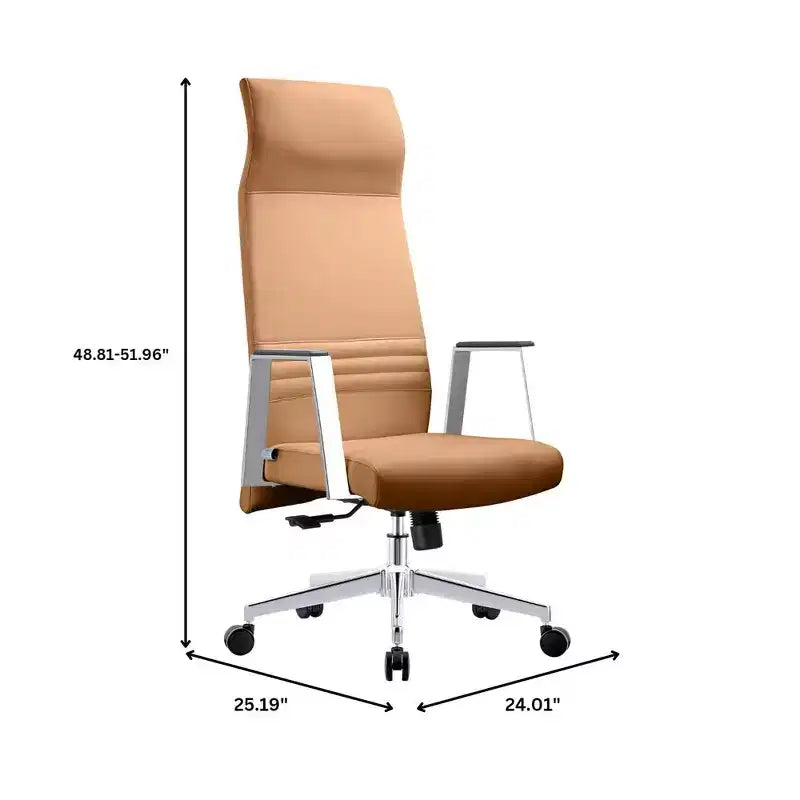Fauteuil de bureau ergonomique en cuir à dossier haut – Pivotant et inclinable, Fauteuil de direction réglable