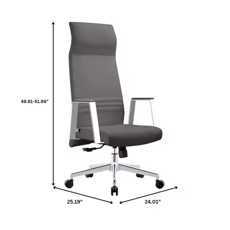 Fauteuil de bureau ergonomique en cuir à dossier haut – Pivotant et inclinable, Fauteuil de direction réglable