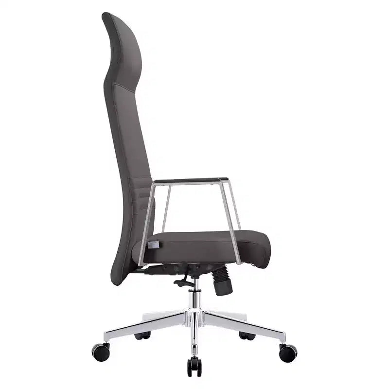 Fauteuil de bureau ergonomique en cuir à dossier haut – Pivotant et inclinable, Fauteuil de direction réglable